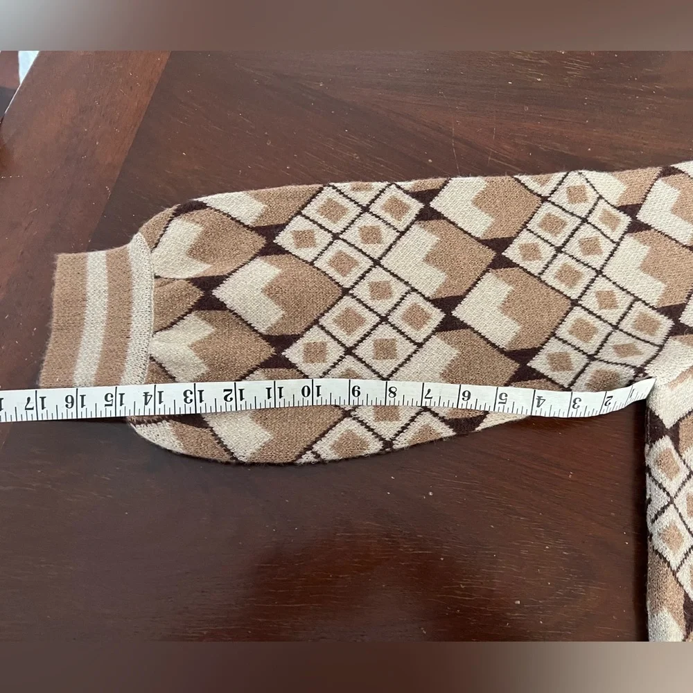 JODIFL Geometric Patterned Cardigan | Tan/Brown/White | L - Picture 14 of 15